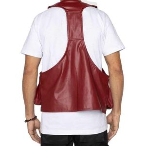 Gilet de motard élégant en cuir pour hommes veste d'hiver slim fit à logo personnalisé avec design à plusieurs poches prix de gros - Product Image 2