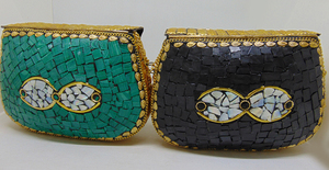 Factory Direct Wholesale Classic Design Handmade Beaded Mosaic Stone Metal <b>Frame</b> Box Evening Bags Clutch Bag Party Banquet Prom - Product Image 3