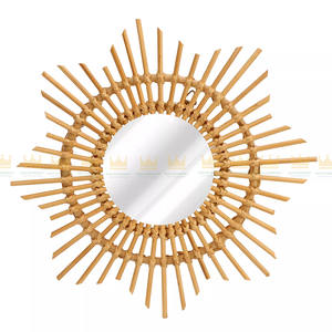 Decoración de pared espejo de ratán forma de estrella espejo de ratán decoración moderna pared artesanía decorativa espejo de ratán para el hogar - Product Image 2