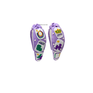 Serre-tête festif brodé à la main avec perles et nœuds, accessoire de cheveux fantaisie pour le Mardi Gras 2026 – Vente en gros - Product Image 1