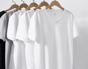 T-shirt Homme Slim Fit en Coton Biologique Manches Courtes Col V Haute Qualité 100% Biologique Solide Devant - Product Image 5