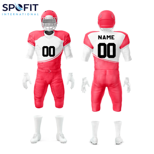 ชุดยูนิฟอร์มอเมริกันฟุตบอลคุณภาพสูงแบบสั่งทำพิเศษ ชุดเสื้อและกางเกงขาสั้น พิมพ์ลายแบบซับลิเมชั่น พร้อมชื่อทีมและหมายเลข  ออกแบบได้ตามต้องการ สำหรับผู้ใหญ่  ชุดสำหรับการแข่งขัน - Product Image 1