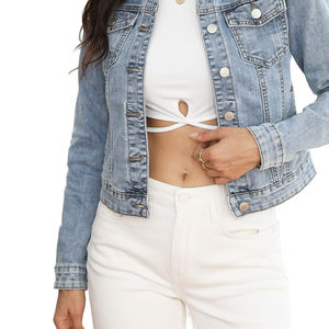 Chaqueta vaquera informal de Invierno para mujer con botón 100% algodón Material de alta calidad Nuevo diseño Venta caliente Precio al por mayor - Product Image 2