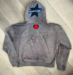 Sudadera con capucha de lavado ácido pesado de alta calidad 100% algodón ropa de calle recortada bordado de angustia cremallera Premium esencial de invierno - Product Image 2