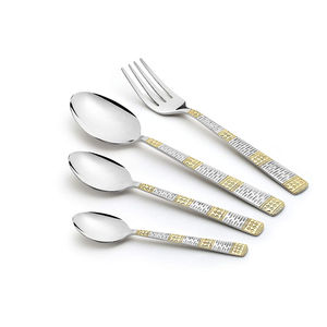 Superlative Quality Bulk Indian Manufacturer Stainless Steel <b>6</b> Piece Cutlery Spoon <b>Set</b> Gold Polished <b>for</b> <b>Dinner</b> Tableware Use - Product Image 5