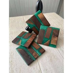 Resin the Liquid Glass Ideas Resin Table Resin Stylish Coasters Cup Coaster <b>Set</b> for Bar Kitchen Home Printed Wood Drink Coasters - Product Image 1