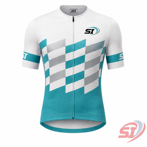 Maillot de cyclisme personnalisé haut de gamme à fermeture éclair intégrale, respirant, séchage rapide, coupe professionnelle, pour équipe, violet, lilas, gris anthracite, motif quadrillé - Product Image 1
