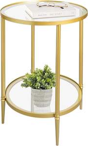 Soporte para Plantas de Acero Dorado Vintage con Estantes de Vidrio Ahumado, Mesa Auxiliar de Estilo Moderno de Mediados de Siglo - Product Image 2