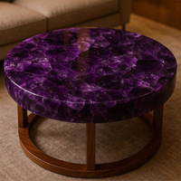 Table basse moderne en pierre d'améthyste, écologique, centre de guérison par les cristaux, plateau rétroéclairé, mobilier de salon, baptême