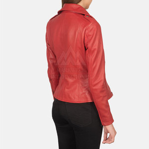 Veste de mode d'hiver pour femmes personnalisée en gros couleur unie en cuir véritable respirant coupe-vent design tricoté - Product Image 4