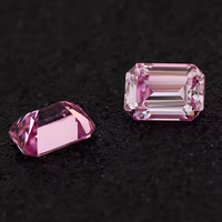 Forme d'émeraude rose en vrac Moissanite Vvs Clarity Gra certifié diamant fantaisie cultivé en laboratoire rose émeraude pour bijoux