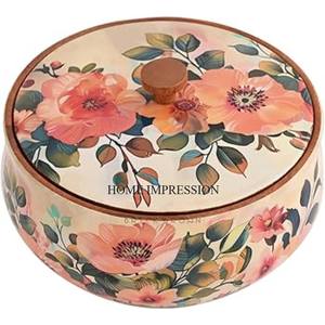 Suministro directo de fábrica Aspecto llamativo Diseñador único Esmalte Acabado Forma redonda Chapati Caja contenedora de almacenamiento de la India - Product Image 2