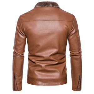 2025 Wholesale <b>Men's</b> Fashion High quality <b>Men's</b> Winter <b>Jacket</b> Leather <b>Jacket</b> <b>Warm</b> Thick Leather Collar Motorcycle <b>Jacket</b> - Product Image 4