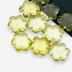 ลูกปัดควอตซ์เลมอนแกะสลักลายดอกไม้ 11 มม. รูปทรงหกเหลี่ยมธรรมชาติ แกะสลักด้วยมือ สำหรับทำเครื่องประดับ - Product Image 1