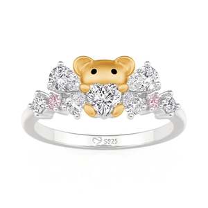 Jeulia Hug Me <b>Cute</b> <b>Bear</b> Butterfly Knot Diamond Ring - Product Image 3