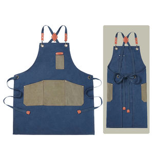 Usine directe OEM Barista Smock tablier noir coton cuisine cuisson coton tabliers Logo personnalisé plaine tablier de Chef - Product Image 2