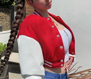 OEM Custom Logo Streetwear Outdoor <b>Women</b> Varsity <b>Jackets</b> Baseball Crop <b>Jackets</b> Customized <b>Women's</b> Varsity <b>Jacket</b> for Your Brand - Product Image 5