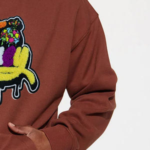 Chenille Patches Oversized Hoodie <b>for</b> Men's <b>Hip</b> Hop Boxy Style Drop Shoulders Hoodies Perfect <b>for</b> Daily Wear Pullover Hoodies - Product Image 4