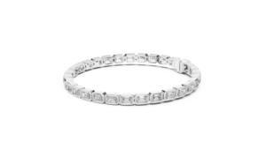Brazalete de Eternidad con Diamantes Cultivados en Laboratorio y Bisel de Esmeralda, Oro Blanco de 10K, 14K, 18K, para Regalo de Fiesta de Compromiso - Product Image 4