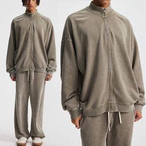 Zipper Heavy Sweat Veste Baggy Pantalon Personnalisé Poids Lourd Survêtement Oversize Boxy Crop Acid Wash Zip up Hoodie - Product Image 3