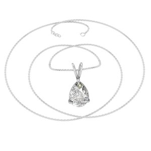 Collier pendentif féminin de luxe léger en or massif 14 carats, chaîne à maillons de qualité supérieure, forme poire, tendance, diamant Mosan - Product Image 5