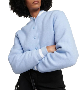 Wholesale Custom <b>Plain</b> Cotton Blank Women Crop <b>Varsity</b> <b>Jacket</b> 2025 Casual Wear Trending Women Crop <b>Varsity</b> <b>Jacket</b> OEM Serviced - Product Image 4