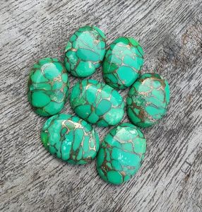 AAA + haute qualité taille personnalisée 10X14 Cabochon ovale naturel vert cuivre Turquoise pierres précieuses en vrac fabrication de bijoux - Product Image 2