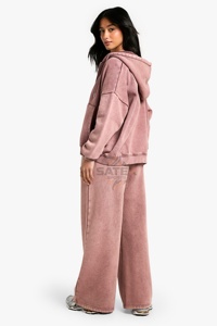 Nouveauté 2025, survêtement zippé de haute qualité, délavé à l'acide, pour femmes, décontracté, à capuche, hiver, strass, look usé, élégant - Product Image 4