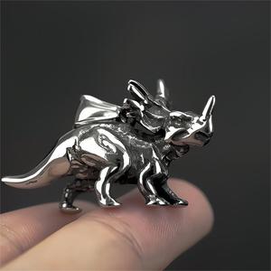 yunnique Style Men's Retro Hip-Hop <b>Titanium</b> Steel Pendant Necklace Vintage Triangular Dinosaur Design Fashion Wholesale - Product Image 4