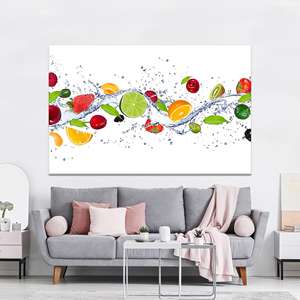 Impression sur toile « Splash de fruits vibrants » : Décoration moderne pour cuisine, toile encollée - Product Image 1