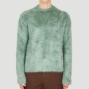 Suéter de Punto Verde para Hombre, Personalizado OEM y ODM 2025, Suéter de Mohair Transpirable de Manga Larga para Invierno - Product Image 1