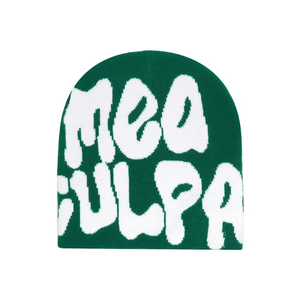 Bonnet en laine tricoté à la main, unisexe, rayé noir, sans revers, jacquard, impression numérique, automne-hiver, en vente - Product Image 3