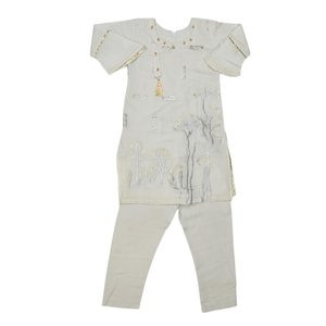 Traje Elegante Bordado para Niñas de 3 Piezas - Gris - Product Image 3