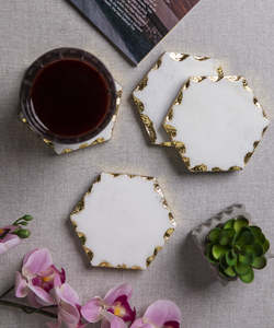 Modern Handcrafted Stone <b>Coasters</b> with Gold Border <b>for</b> <b>Drinks</b> Made In India in Low Price - Product Image 2