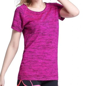 เสื้อออกกำลังกายแขนสั้นคอวีสำหรับผู้หญิงเสื้อออกกำลังกายผ้ายืดเสื้อออกกำลังกาย - Product Image 1