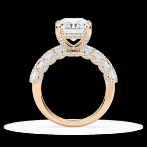 แหวนหมั้นเพชรแล็บโกรนทรงเรเดียนท์ 5.00 กะรัต พร้อมพลอยทรงเอเมอรัลด์ด้านข้าง รับรองโดย IGI ทองคำแท้ 14K - Product Image 3