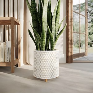 Venta caliente maceta de metal martillado blanco para la decoración del jardín del restaurante del hogar en el precio bajo de la India - Product Image 5