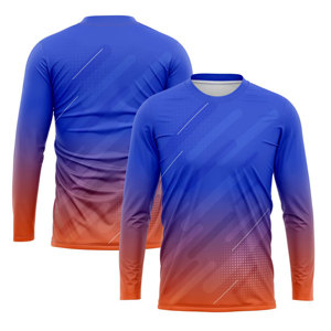 Maillots de football respirants à manches longues et col en V, extensibles dans quatre directions, coupe-vent, 100 % polyester, personnalisables avec logo d'équipe, pour adultes, vente en gros - Product Image 3