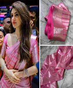 TENDENCIA BANARASI SEDA SUAVE HANDLOOM PLATA ZARI TRABAJO SAREE CON BLUSA DESCOSADA DESPIECE FIESTA PRECIO AL POR MAYOR PRECIO ROPA ÉTNICA - Product Image 4