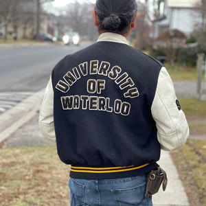 Chaqueta universitaria de lona de calidad superior para hombre, abrigo de invierno de cuero de lana transpirable, Letterman Vintage de gran tamaño - Product Image 2