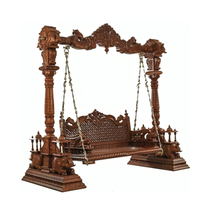 Stylish <b>Wooden</b> Hanging <b>Swing</b> <b>Seat</b> with Polished Finish Perfect for Balcony <b>Garden</b> Porch or Living Room Decor - Product Image 2