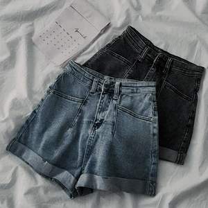 กางเกงขาสั้นผ้ายีนส์ลำลองวินเทจของผู้หญิงเอวกลางแฟชั่น-forped บางสไตล์ซักได้เป็นมิตรกับสิ่งแวดล้อมกันน้ำ - Product Image 4