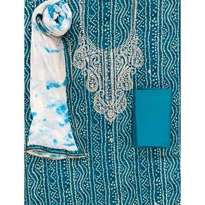 Costume en coton glacé imprimé à la main non cousu pour femmes - Product Image 1