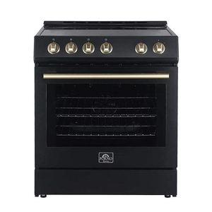 NEW 30" 5 Induction <b>Range</b> withKnob Control in BlackandAntique Brass-Accents FFSIN0982-30BLK - Product Image 1