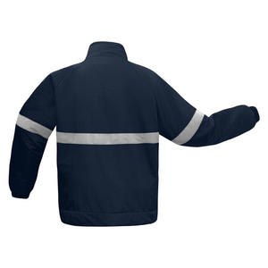 Chaqueta Cortavientos de Trabajo Reflectante de Alta Visibilidad con Cremallera Impermeable Azul Marino Unisex de Último Diseño en Venta, Ropa de Seguridad Personalizada - Product Image 3