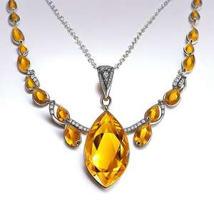 Collar de cadena de flores de diamante de lujo, collar con colgante de piedras preciosas de Plata de Ley 925 para mujer - Product Image 1