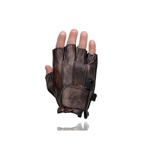 Gants de moto sans doigts en cuir rembourrés en gel pour hommes - Product Image 3