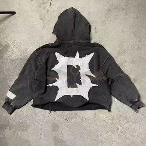 <b>Top</b> Selling Unique Design Over Size <b>Distress</b> Embroidery Hoodies In Wholesale Supplier Embroidery Hoodies - Product Image 2
