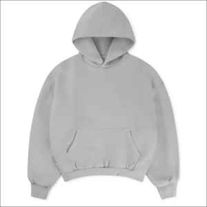 Sweats à capuche en molleton gris chiné de qualité supérieure, 100 % coton, 600 GSM, lourds, anti-rétrécissement, respirants, à épaules tombantes - Product Image 1
