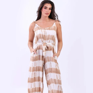 Mono ligero informal de verano de ajuste relajado, transpirable, fácil de usar, mono con cuello en V para mujer al mejor precio - Product Image 1